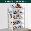 imageSmiry Bamboo Shoe Rack for Closet 5 Tier Wooden Stackable Shoe Organizer Free Standing Shoes Storage Shelf for Entryway Front Door Entrance BrownWhite