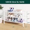 imageSmiry Bamboo Shoe Rack for Closet 5 Tier Wooden Stackable Shoe Organizer Free Standing Shoes Storage Shelf for Entryway Front Door Entrance BrownWhite