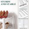 imageSmiry Bamboo Shoe Rack for Closet 5 Tier Wooden Stackable Shoe Organizer Free Standing Shoes Storage Shelf for Entryway Front Door Entrance BrownWhite