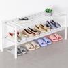 imageSmiry Bamboo Shoe Rack for Closet 5 Tier Wooden Stackable Shoe Organizer Free Standing Shoes Storage Shelf for Entryway Front Door Entrance BrownWhite