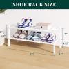 imageSmiry Bamboo Shoe Rack for Closet 5 Tier Wooden Stackable Shoe Organizer Free Standing Shoes Storage Shelf for Entryway Front Door Entrance BrownWhite