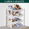 imageSmiry Bamboo Shoe Rack for Closet 5 Tier Wooden Stackable Shoe Organizer Free Standing Shoes Storage Shelf for Entryway Front Door Entrance BrownWhite