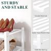 imageSmiry Bamboo Shoe Rack for Closet 5 Tier Wooden Stackable Shoe Organizer Free Standing Shoes Storage Shelf for Entryway Front Door Entrance BrownWhite