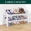imageSmiry Bamboo Shoe Rack for Closet 5 Tier Wooden Stackable Shoe Organizer Free Standing Shoes Storage Shelf for Entryway Front Door Entrance BrownWhite