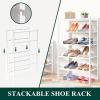 imageSmiry Bamboo Shoe Rack for Closet 5 Tier Wooden Stackable Shoe Organizer Free Standing Shoes Storage Shelf for Entryway Front Door Entrance BrownWhite