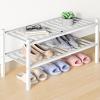 imageSmiry Bamboo Shoe Rack for Closet 5 Tier Wooden Stackable Shoe Organizer Free Standing Shoes Storage Shelf for Entryway Front Door Entrance BrownWhite