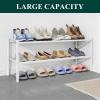 imageSmiry Bamboo Shoe Rack for Closet 5 Tier Wooden Stackable Shoe Organizer Free Standing Shoes Storage Shelf for Entryway Front Door Entrance BrownWhite