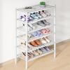 imageSmiry Bamboo Shoe Rack for Closet 5 Tier Wooden Stackable Shoe Organizer Free Standing Shoes Storage Shelf for Entryway Front Door Entrance BrownWhite