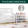 imageSmiry Bamboo Shoe Rack for Closet 5 Tier Wooden Stackable Shoe Organizer Free Standing Shoes Storage Shelf for Entryway Front Door Entrance BrownWhite