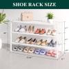 imageSmiry Bamboo Shoe Rack for Closet 5 Tier Wooden Stackable Shoe Organizer Free Standing Shoes Storage Shelf for Entryway Front Door Entrance BrownWhite