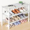 imageSmiry Bamboo Shoe Rack for Closet 5 Tier Wooden Stackable Shoe Organizer Free Standing Shoes Storage Shelf for Entryway Front Door Entrance BrownWhite