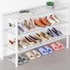 imageSmiry Bamboo Shoe Rack for Closet 5 Tier Wooden Stackable Shoe Organizer Free Standing Shoes Storage Shelf for Entryway Front Door Entrance BrownWhite