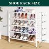 imageSmiry Bamboo Shoe Rack for Closet 5 Tier Wooden Stackable Shoe Organizer Free Standing Shoes Storage Shelf for Entryway Front Door Entrance BrownWhite