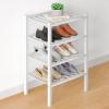 imageSmiry Bamboo Shoe Rack for Closet 5 Tier Wooden Stackable Shoe Organizer Free Standing Shoes Storage Shelf for Entryway Front Door Entrance BrownWhite