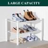 imageSmiry Bamboo Shoe Rack for Closet 5 Tier Wooden Stackable Shoe Organizer Free Standing Shoes Storage Shelf for Entryway Front Door Entrance BrownWhite