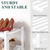 imageSmiry Bamboo Shoe Rack for Closet 5 Tier Wooden Stackable Shoe Organizer Free Standing Shoes Storage Shelf for Entryway Front Door Entrance BrownWhite