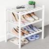 imageSmiry Bamboo Shoe Rack for Closet 5 Tier Wooden Stackable Shoe Organizer Free Standing Shoes Storage Shelf for Entryway Front Door Entrance BrownWhite