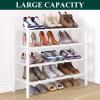 imageSmiry Bamboo Shoe Rack for Closet 5 Tier Wooden Stackable Shoe Organizer Free Standing Shoes Storage Shelf for Entryway Front Door Entrance BrownWhite