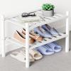 imageSmiry Bamboo Shoe Rack for Closet 5 Tier Wooden Stackable Shoe Organizer Free Standing Shoes Storage Shelf for Entryway Front Door Entrance BrownWhite
