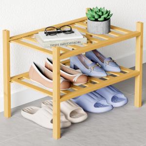 imageSmiry Bamboo Shoe Rack for Closet 5 Tier Wooden Stackable Shoe Organizer Free Standing Shoes Storage Shelf for Entryway Front Door Entrance BrownNatural