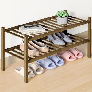imageSmiry Bamboo Shoe Rack for Closet 5 Tier Wooden Stackable Shoe Organizer Free Standing Shoes Storage Shelf for Entryway Front Door Entrance BrownWalnut
