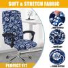 imageSmiry Stretch Printed Computer Office Chair Covers Large and Printed Office Computer Chair Seat Covers Navy Blue 2 Item Bundle