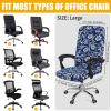 imageSmiry Stretch Printed Computer Office Chair Covers Large and Printed Office Computer Chair Seat Covers Navy Blue 2 Item Bundle