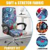 imageSmiry Stretch Printed Computer Office Chair Covers with Zipper Blue GreenBlack 2 Items Bundle