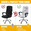 imageSmiry Stretch Printed Computer Office Chair Covers with Zipper White and Beige 2Items Bundle