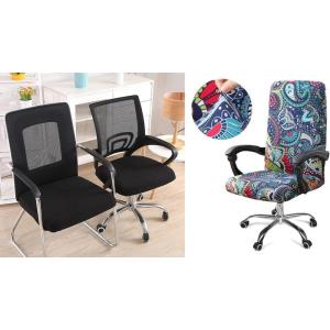 imageSmiry Jacquard Office Chair Seat Covers Black and Office Chair Covers with Zipper Large Paisley 2 Item Bundle