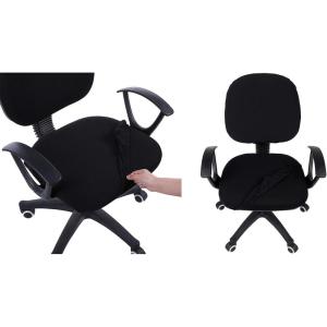 imageSmiry Stretch Office Computer Chair Covers Seat  Backrest Cover Black 2 Items Bundle