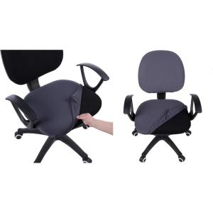imageSmiry Stretch Office Computer Chair Covers Seat  Backrest Cover Dark Grey 2 Items Bundle