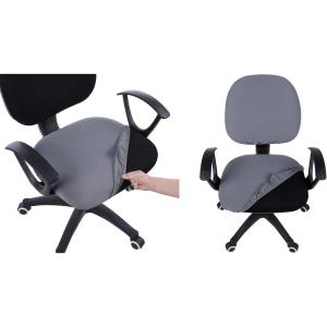 imageSmiry Stretch Office Computer Chair Covers Seat  Backrest Cover Grey 2 Items Bundle