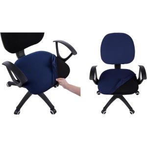 imageSmiry Stretch Office Computer Chair Covers Seat  Backrest Cover Navy Blue 2 Items Bundle
