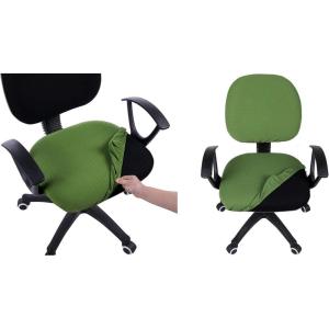 imageSmiry Stretch Office Computer Chair Covers Seat  Backrest Cover Olive Green 2 Items Bundle