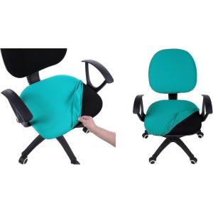imageSmiry Stretch Office Computer Chair Covers Seat  Backrest Cover Peacock Green 2 Items Bundle