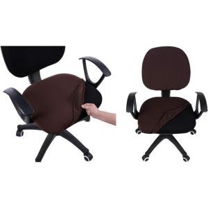 imageSmiry Stretch Office Computer Chair Covers Seat  Backrest Cover Chocolate 2 Items Bundle