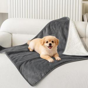 imageSmiry Waterproof Dog Bed Blanket Leakproof Pet Throw Blanket for Bed Couch Sofa Reversible Sherpa Fleece Furniture Protector Cover for Small Medium Large Dogs Cats Grey 50x60 inchesDark Grey