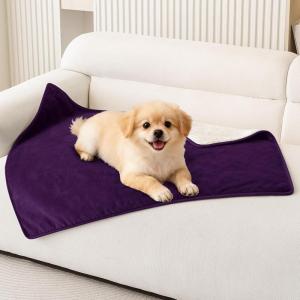 imageSmiry Waterproof Dog Bed Blanket Leakproof Pet Throw Blanket for Bed Couch Sofa Reversible Sherpa Fleece Furniture Protector Cover for Small Medium Large Dogs Cats Grey 50x60 inchesPurple