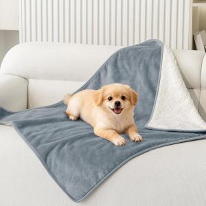 imageSmiry Waterproof Dog Bed Blanket Leakproof Pet Throw Blanket for Bed Couch Sofa Reversible Sherpa Fleece Furniture Protector Cover for Small Medium Large Dogs Cats Grey 50x60 inchesGrey