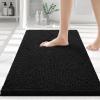 imageSmiry Bathroom Rugs 24x16 and Toilet Lid Cover 175x15 Soft and Absorbent Shaggy Bath Mat Machine Washable NonSlip Plush Carpet Runner for Tub Shower and Floor Home DecorBlack