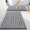 imageSmiry Bathroom Rugs Set 3 Piece Extra Soft Absorbent Non Slip Rubber Backing Machine Washable Quick Dry Chenille Bath Rug Set for Tub Shower and Floor 30quot x 20quot24quot x 16quot UShaped 24quot x 20quot Grey