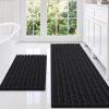 imageSmiry Bathroom Rugs Sets 2 Piece Soft Absorbent Non Slip Rubber Backing Machine Washable Quick Dry Chenille Bath Rug Set for Tub Shower and Floor 30quot x 20quot Plus 24quot x 16quot GreyBlack