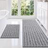 imageSmiry Bathroom Rugs Sets 2 Piece Soft Absorbent Non Slip Rubber Backing Machine Washable Quick Dry Chenille Bath Rug Set for Tub Shower and Floor 30quot x 20quot Plus 24quot x 16quot GreyGrey