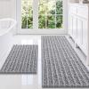 imageSmiry Bathroom Rugs Sets 2 Piece Soft Absorbent Non Slip Rubber Backing Machine Washable Quick Dry Chenille Bath Rug Set for Tub Shower and Floor 30quot x 20quot Plus 24quot x 16quot GreyGrey