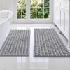 imageSmiry Bathroom Rugs Sets 2 Piece Soft Absorbent Non Slip Rubber Backing Machine Washable Quick Dry Chenille Bath Rug Set for Tub Shower and Floor 30quot x 20quot Plus 24quot x 16quot GreyGrey
