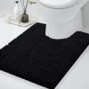 imageSmiry Chenille Bathroom Rugs 30x20 and UShaped Toilet Bath Rugs 24x20 Extra Soft and Absorbent Shaggy Bath Mat Machine Washable NonSlip Plush Carpet Black