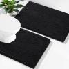 imageSmiry Chenille Bathroom Rugs 36x2424x16 and UShaped Toilet Bath Rugs 24x20 Extra Soft and Absorbent Shaggy Bath Mat Machine Washable NonSlip Plush Carpet Black