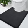 imageSmiry Memory Foam Bath Mat 24x16 and 24x20 UShaped Toilet Extra Soft Absorbent Bathroom Rugs Non Slip Bath Rug Runner for Shower Bathroom Floors Black