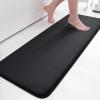 imageSmiry Memory Foam Bath Mat Set 30x20 47x17 Super Soft Absorbent Bathroom Rugs Non Slip Bath Rug Runner for Bathroom Floors Black